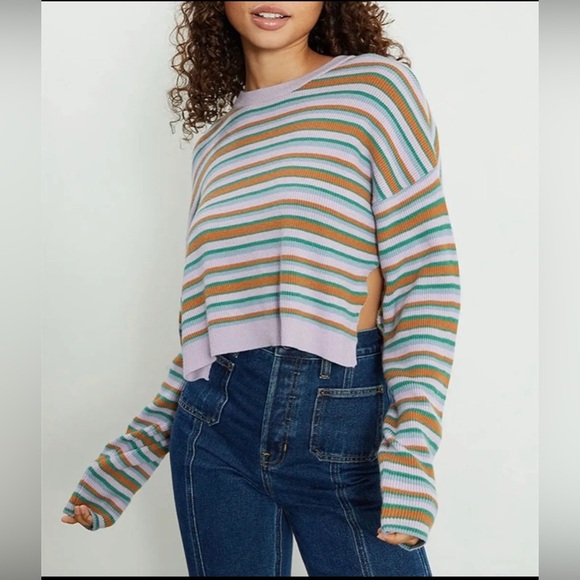 LA Hearts Split Side Striped Sweater - Picture 1 of 5